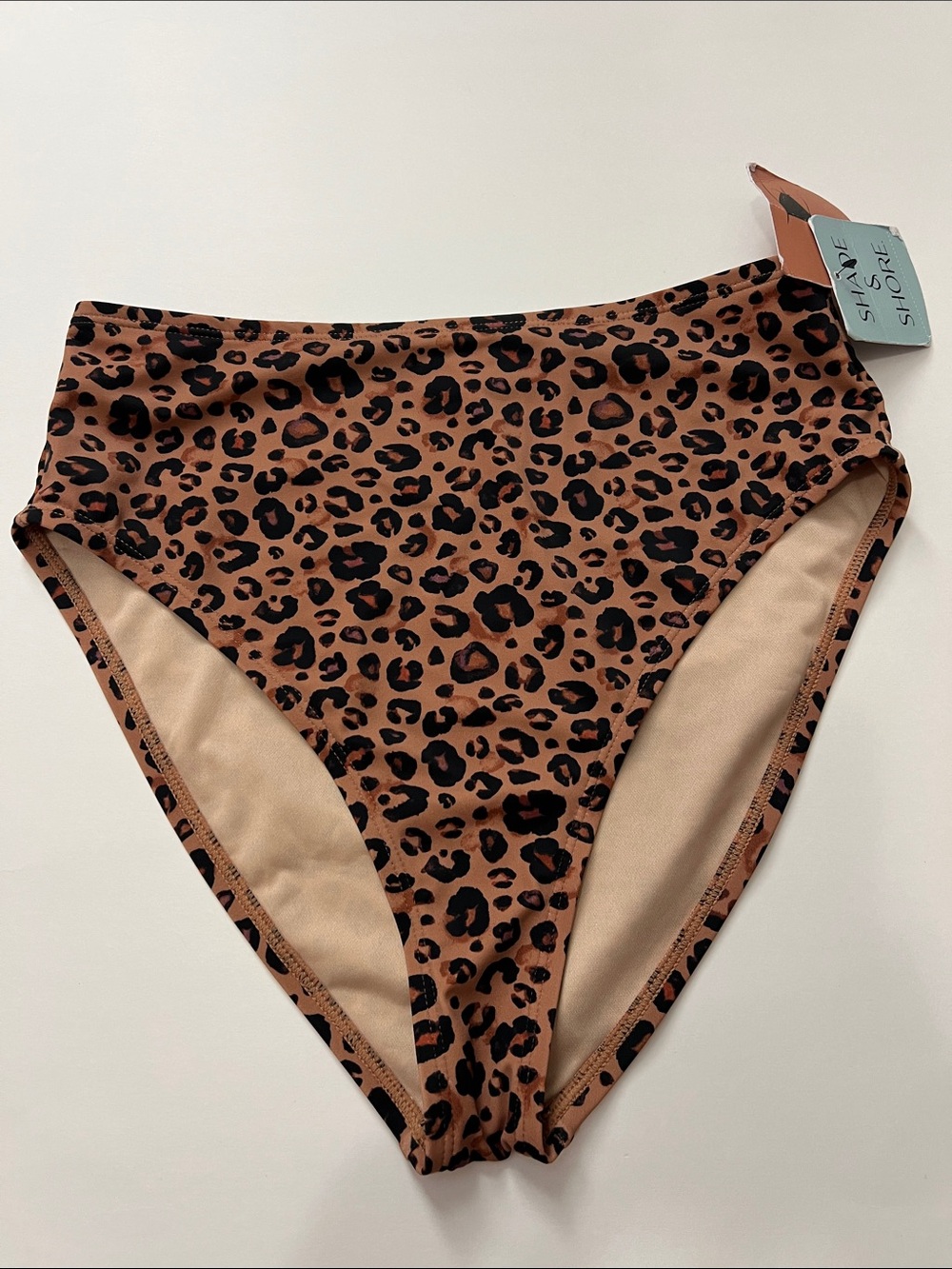 Shade & Shore Leopard High-Waist Bikini Bottoms - Brown & Black